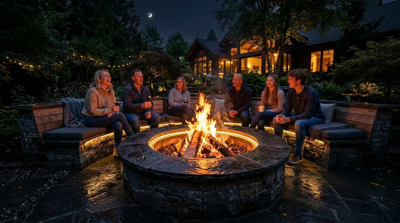Square Fire Pit With Modern Seating